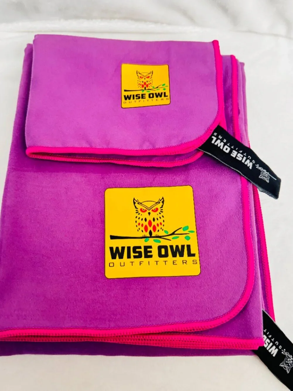 Wise Owl Outfitters Camping XL Towel & Hand Towel Ultra Soft Lavender Compact